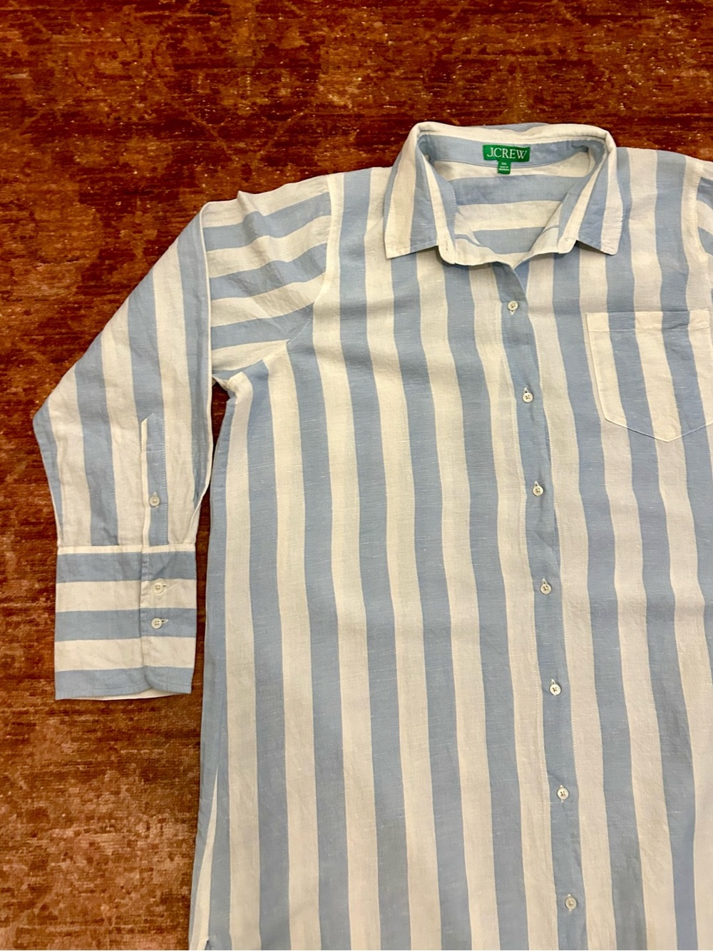 J. Crew Long Beach shirt in striped linen-cotton blend. Size XXL. - Picture 6 of 15